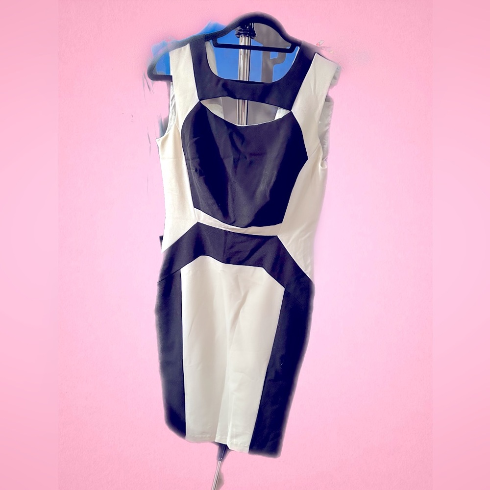 Black & White cutout mid-calf dress